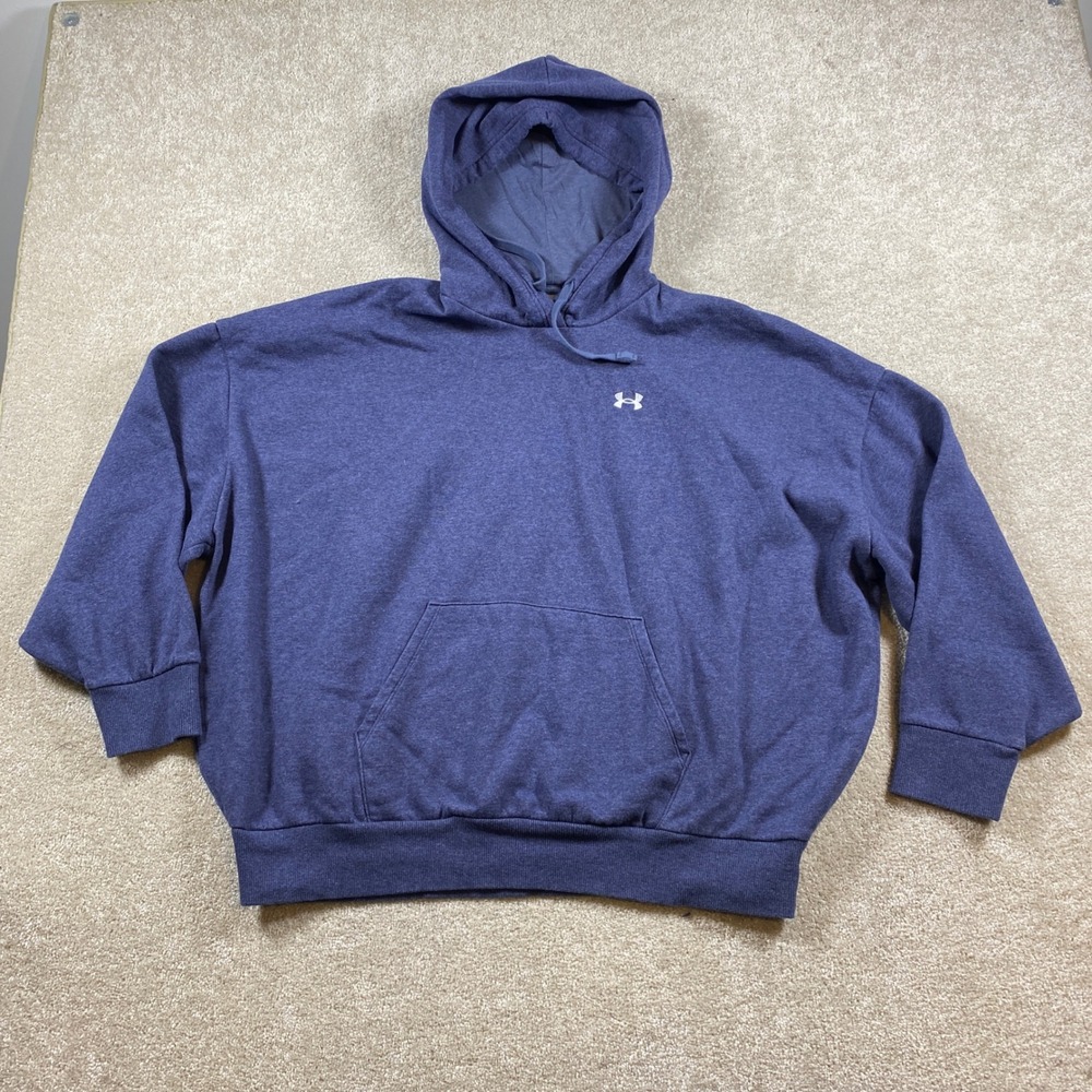 Under Armour Hoodie Mens Large Blue Heathered Oversized Fleece Pullover